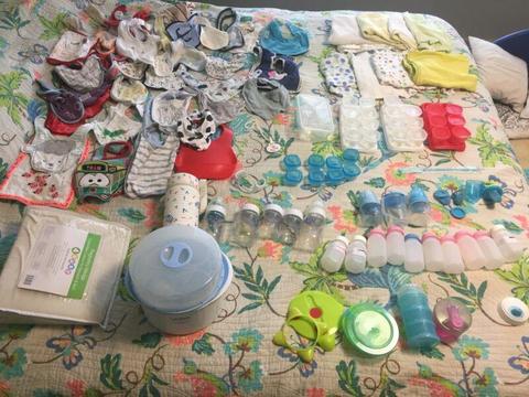 Huge baby bundle; bottles, steriliser, bottle bag, containers etc