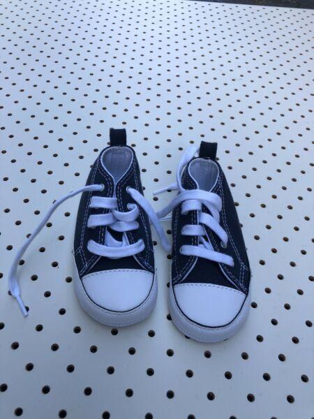 Baby converse shoes - size 4, navy and white