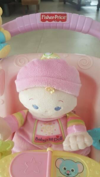 FISHER PRICE DOLL AND PUSHER - USED - GOOD CONDITION
