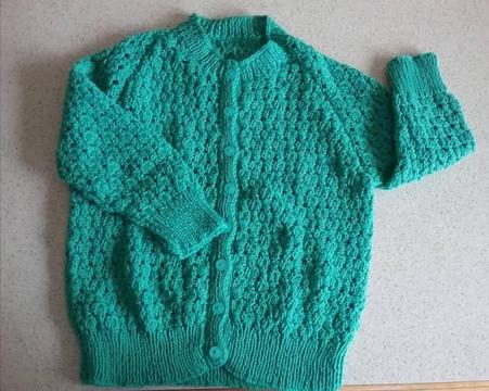HAND KNITTED in COTTON GIRL' SUMMER CARDIGAN - NEW NEVER WORN
