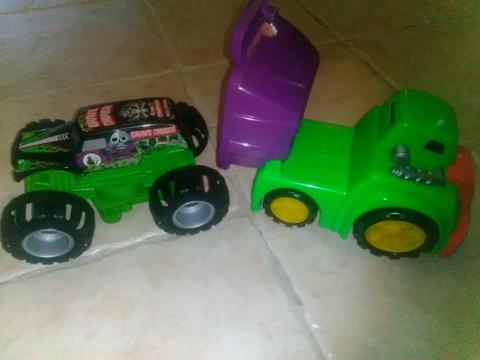 Monster truck grave digger and free tipper truck