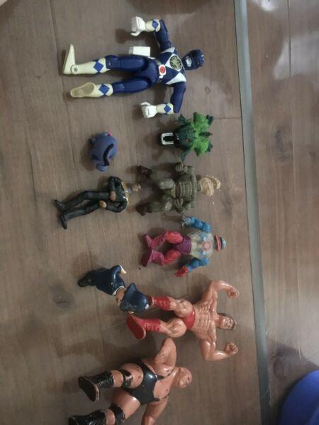 Assorted Action Figures Wrestlers, Power Rangers and More