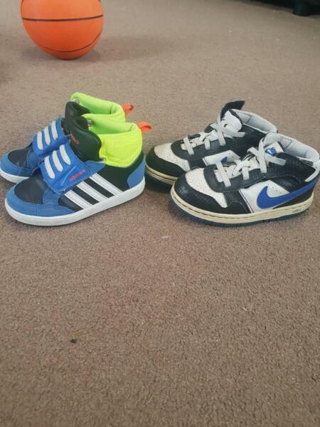 Boys size 8 adidas and size 9 nike boots
