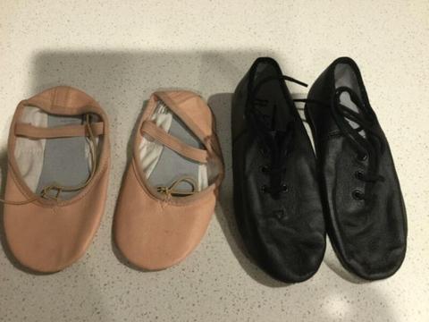 Jazz shoes size 11.5, ballet shoes size 12 $7 each