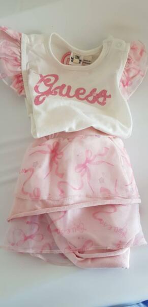Baby girl Guess party pink and white tshirt skirt