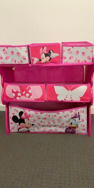Minnie Mouse toys and storage unit