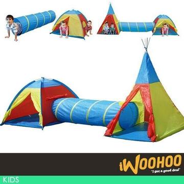 Adventure set with dome tent and tunnel