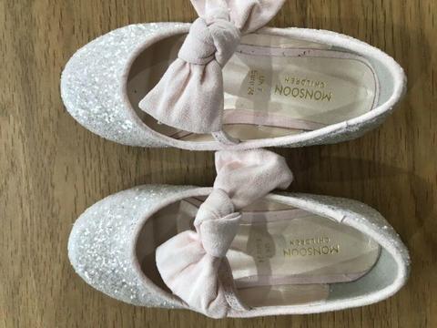 Monsoon Girls glitter bow ballet flats size UK7