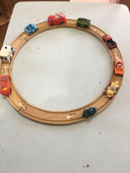 Wooden train set and bulk toys