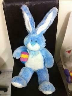 1 Large EASTER RABBIT with EASTER EGG Light Blue and White Rabbit