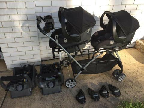 Twin capsules and pram system