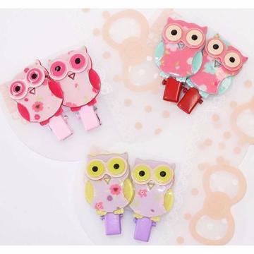 Wholesale Pair of Kids Owl Butterfly Hair Clips Scrunchy