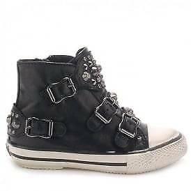Ash Designer Black Leather boots/trainers with Studs Eur24/AUS8