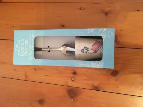Child's egg cup and spoon set brand new
