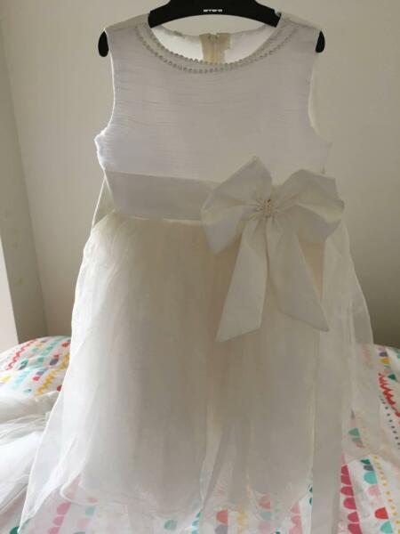 White/Ivory little flower girl christening dress
