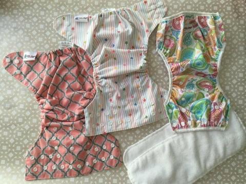 Little Angel Modern Cloth Nappy x3 bamboo inserts GUC