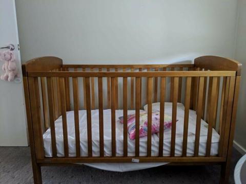 Wooden Cot with mattress plus free bedsheets