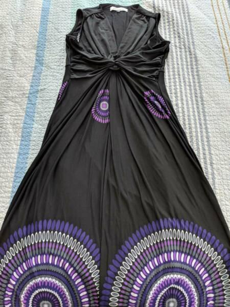 Angel Maternity Irene long maxi party dress - black/purple- XS