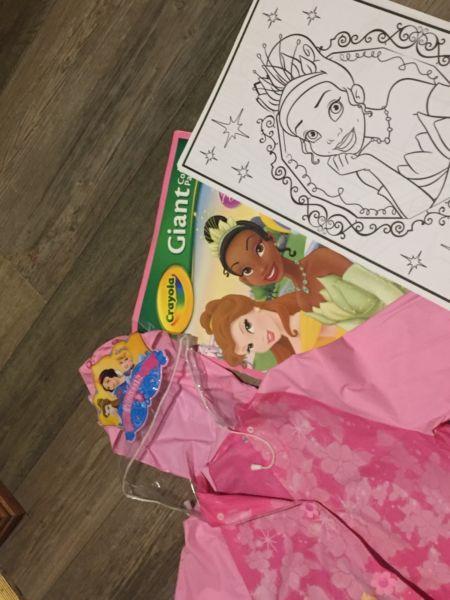 Girls Disney Princess Raincoat & Extra Large Colouring Pages