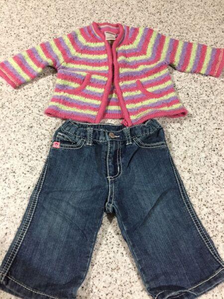Pumpkin Patch Jeans & Cardigan Size 3 - 6 months - Free postage