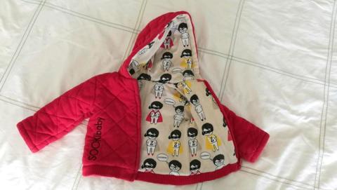Sooki Baby winter jacket 12-18 months red reversible
