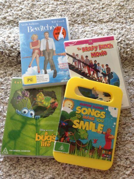 DVDs (bewitched, Brady bunch, bugs life)
