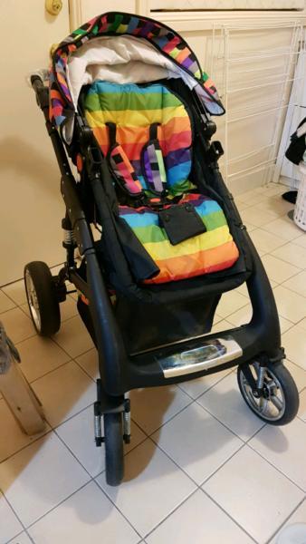 Colorful Stroller Pram + Car Seat (Free Gifts)