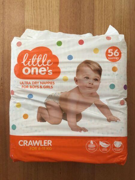 Little One's Ultra Dry Nappies Crawler 6-11kg Boys Girls 56 pack