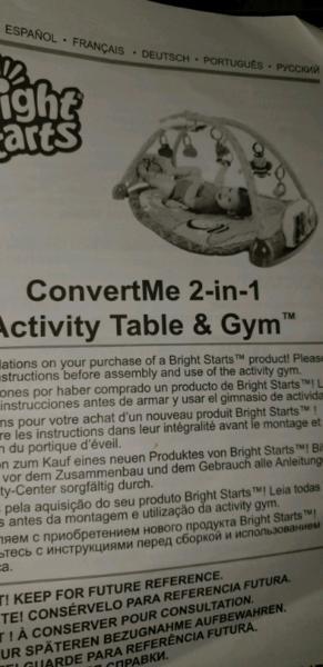 Convertible 2 in 1 activity table and gym