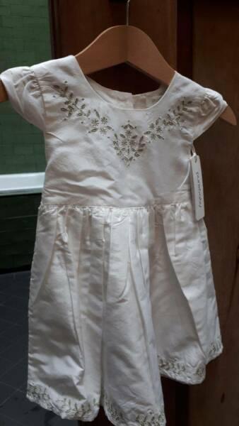 Purebaby metallic embroidery vanilla dress, size 00