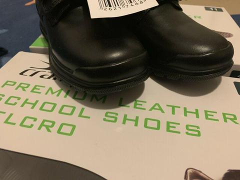 Premium leather velcro Boys school shoes size 11 & 12