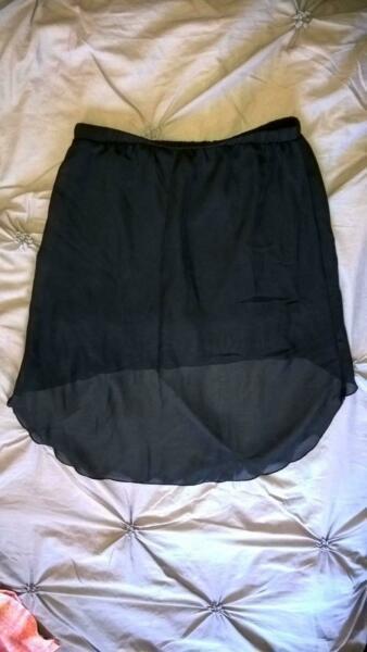 girls size 10 black sheer high low skirt