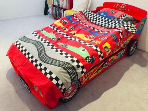 Kids Trundle Racing Car Bed Package