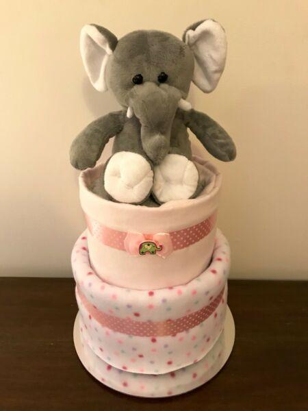 Two tier elephant nappy cake