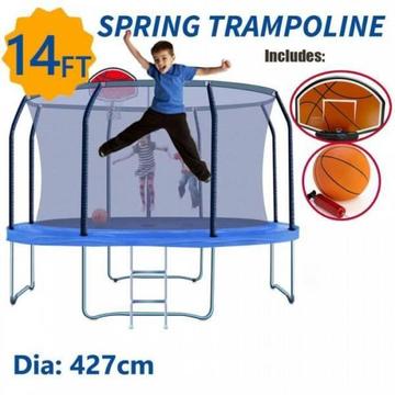 14ft Trampoline Round Safety Net+Spring Pad+Ladder Optional Baske