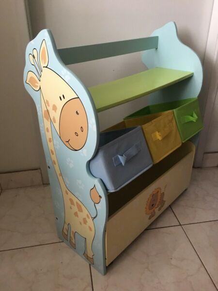 Giraffe Lion Children's Bookshelf Toy Box Organiser New