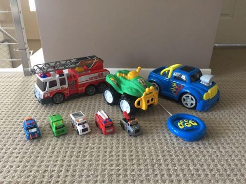 Fire engine, remote control car and other assorted vehicles