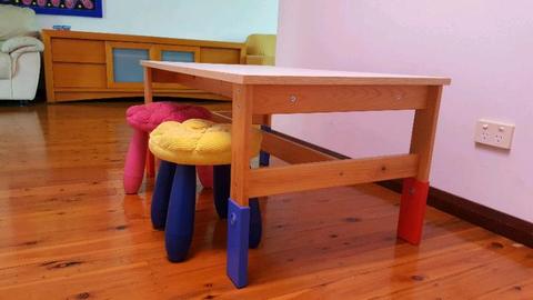 Ikea kids table and 2 stools