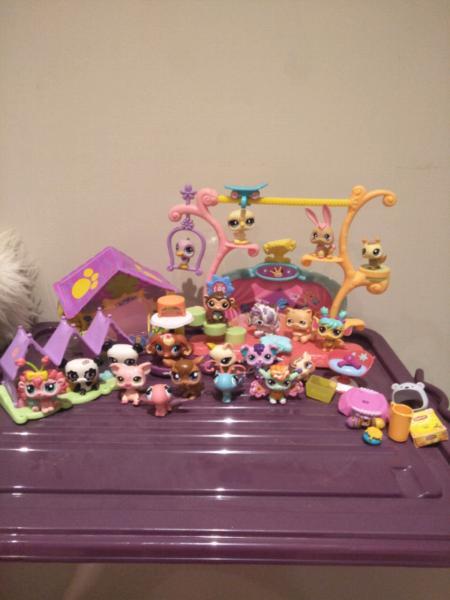 20 LPS Littlest pet shop figurines with accessories and houses