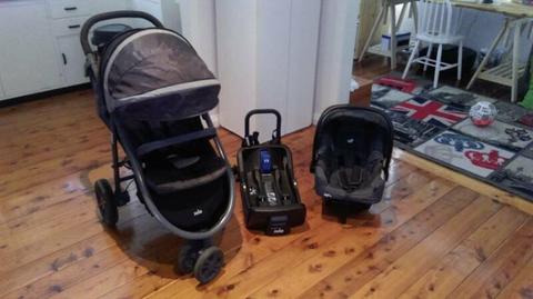 Joie stroller, capsule and car base