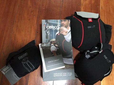 Caboo DX baby carrier + rain cover in excellent condition. RRP $150