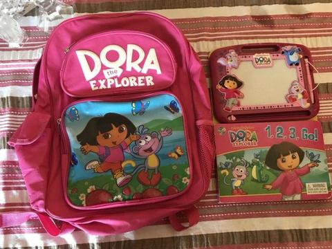 Dora backpack & magnetic drawing pad and book set