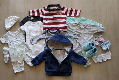 Bulk used 0-3 months baby boy clothes and more