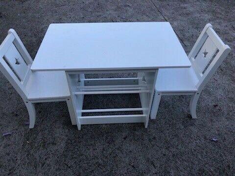 Kids white table and chair set
