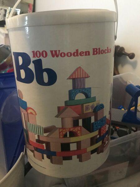 100 piece set of wooden blocks