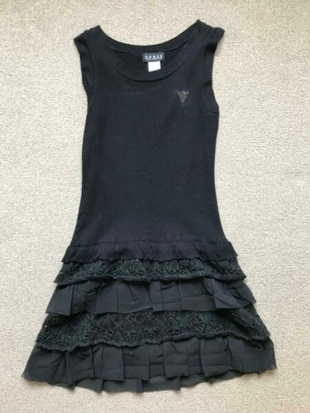 Black Guess Los Angeles Girls Dress with Lace Ruffles Size 10/12