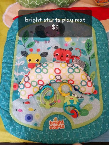 Bath support, carrier, play mat, baby swing, bottles, teats, toy