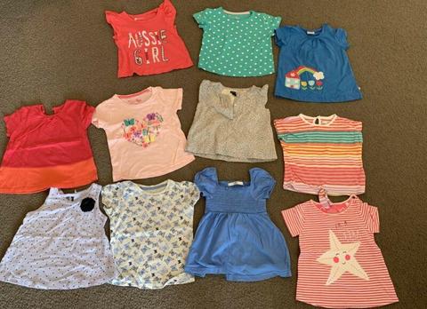 11 x Girls T Shirts bundle age 1-2, GAP, Joules, Marks&Spencer etc