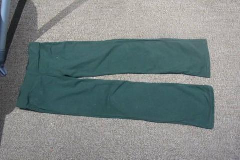 Girls Dark Green t shirt material trousers for school