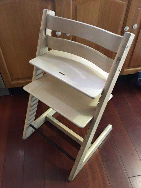 Stokke white wash wood Tripp trapp baby high chair